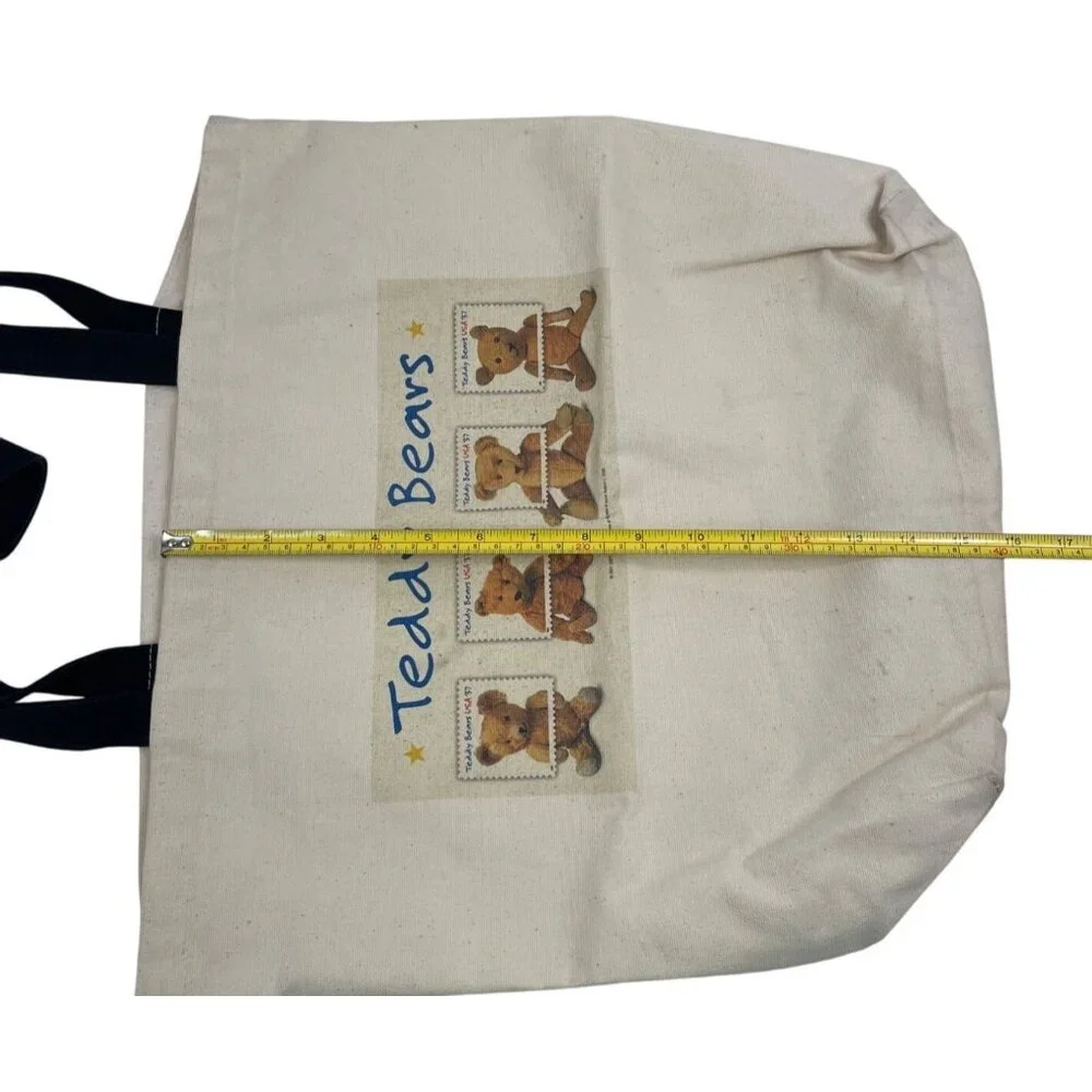 USPS Postage 2002 Stamps Teddy Bear Canvas Tote Bag - Picture 6 of 7